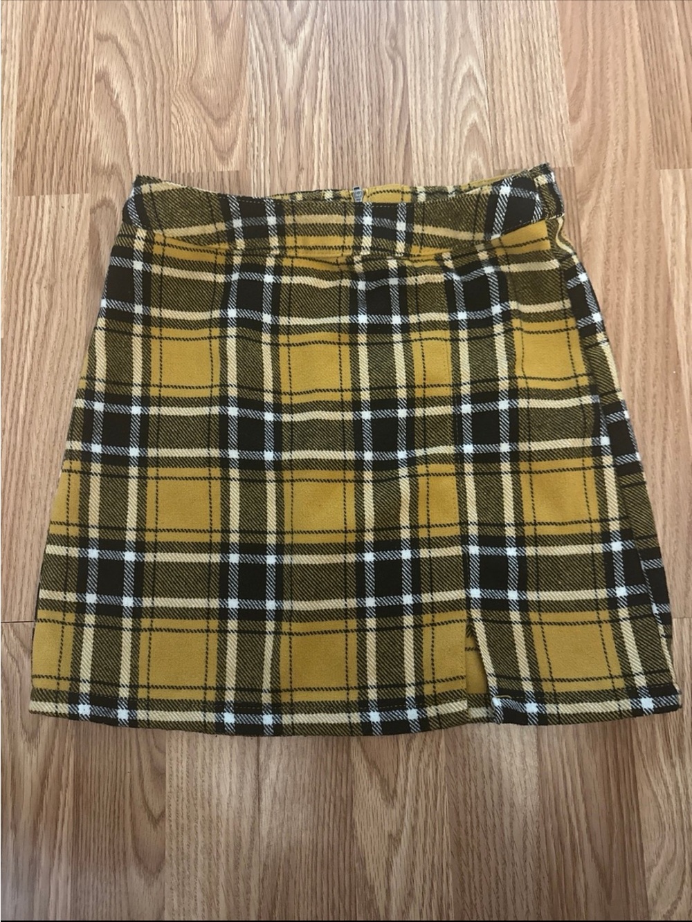 Brandy Melville Mustard Yellow Plaid Mini Skirt
